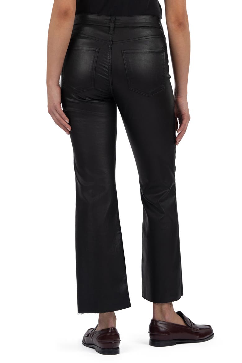 Kelsey Coated High Waist Raw Hem Kick Flare Jeans, Alternate, color, BLACK