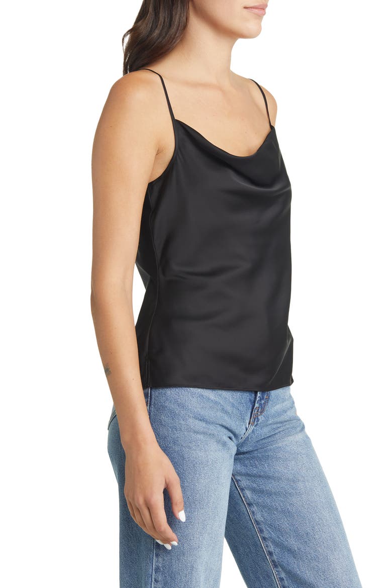 Hadley Cowl Neck Satin Top, Alternate, color, BLACK