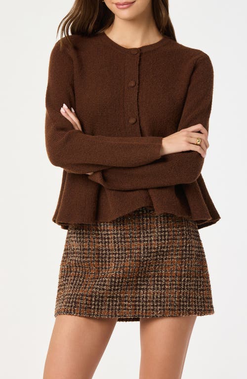 Astr The Label Swing Hem Peplum Cardigan In Brown