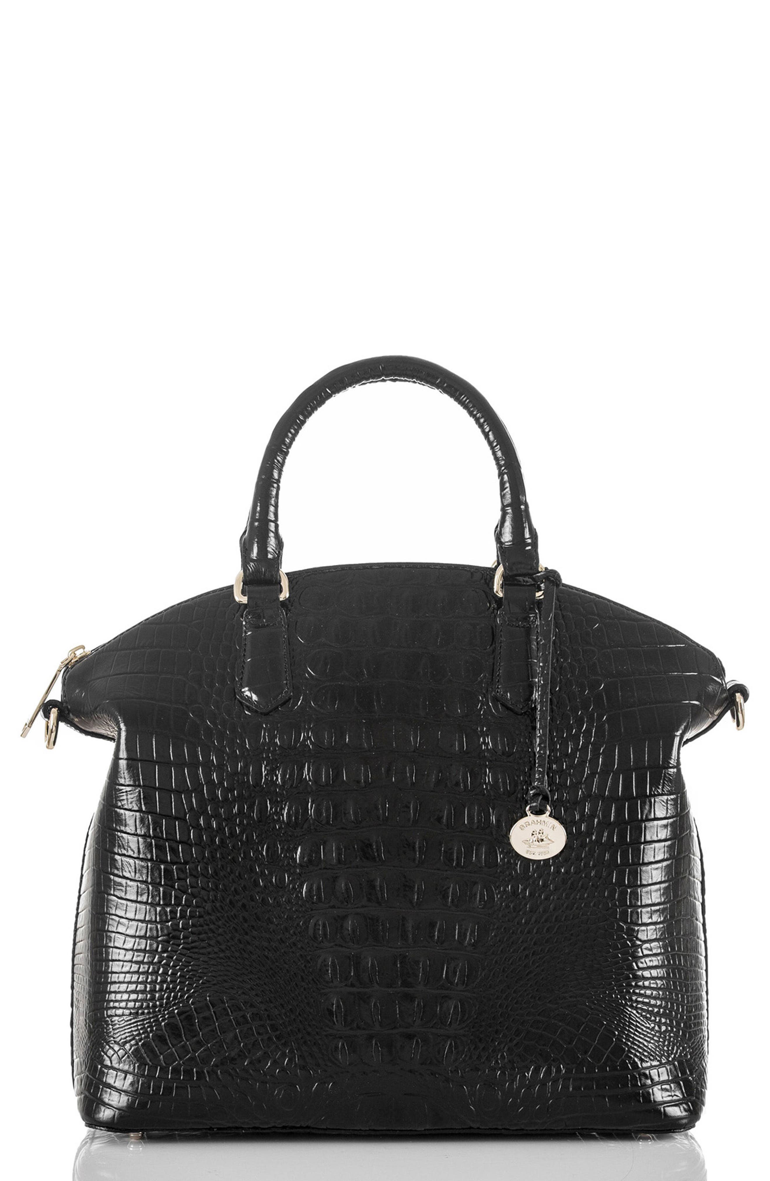 Brahmin Large Duxbury Melbourne Croc Embossed Leather Satchel, Main, color, 