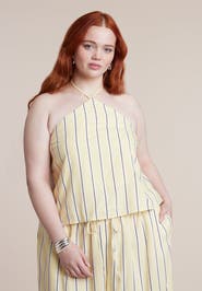 ELOQUII Linen Halter Top