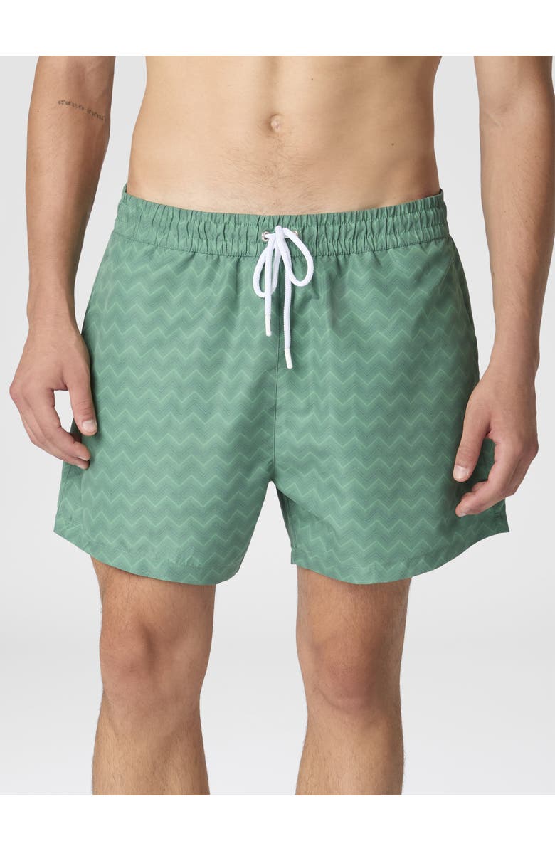 UM Mid-length Swim Shorts With Tone-on-tone Zigzag Print, Alternate, color, Green