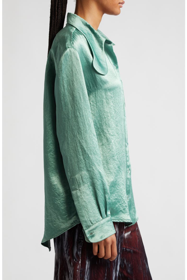 Bunny Collar Button-Up Shirt, Alternate, color, SAGE GREEN