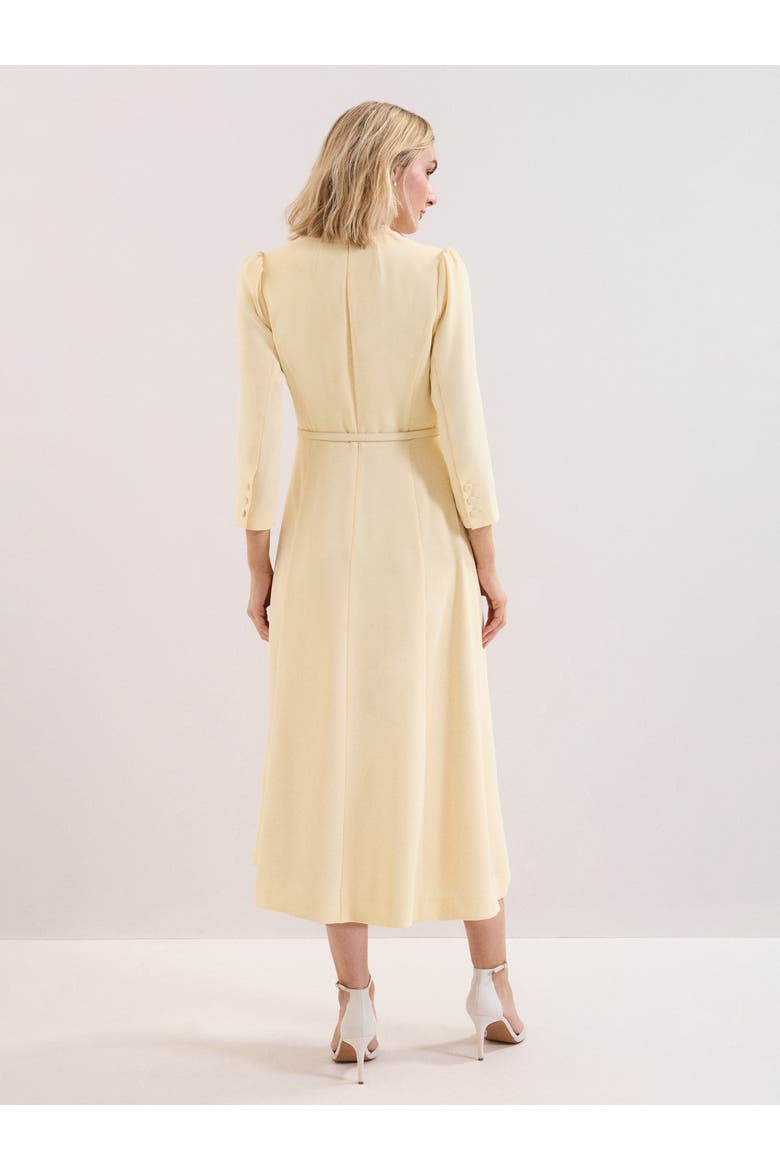 Danielle Belted Midi Dress, Alternate, color, Pale Yellow
