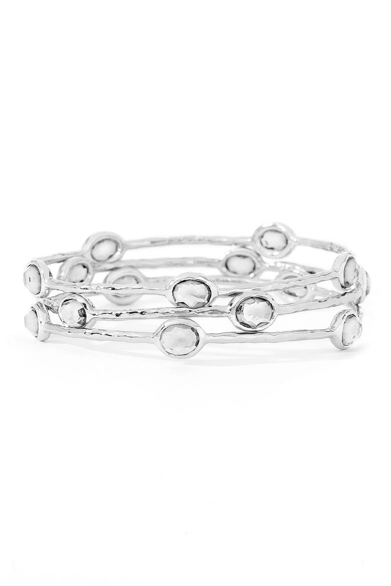 Rock Candy Single Rosé Station Bangle, Alternate, color, SILVER - CLEAR QUARTZ