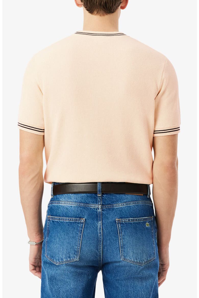 Tipped Crewneck Cotton Sweater, Alternate, color, NATUREL CLAIR/ BLACKBIRD