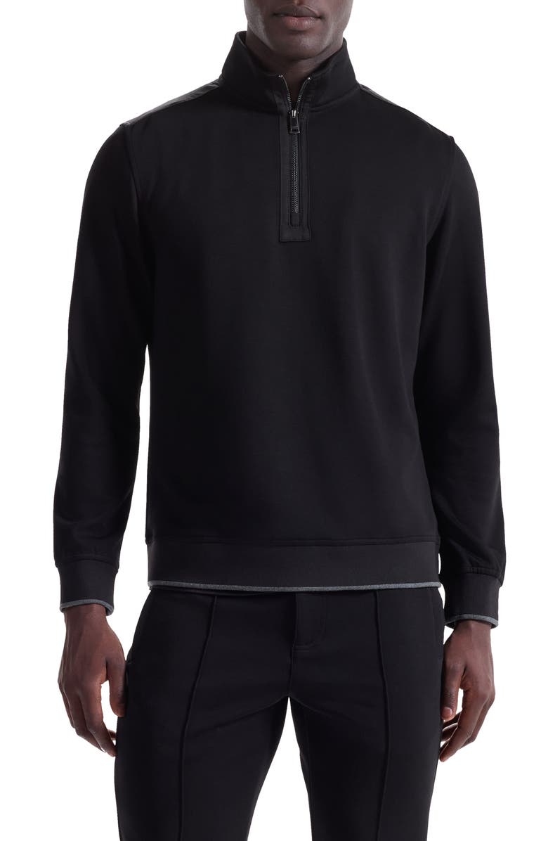 Bugatchi Soft Touch Quarter Zip, Main, color, Black
