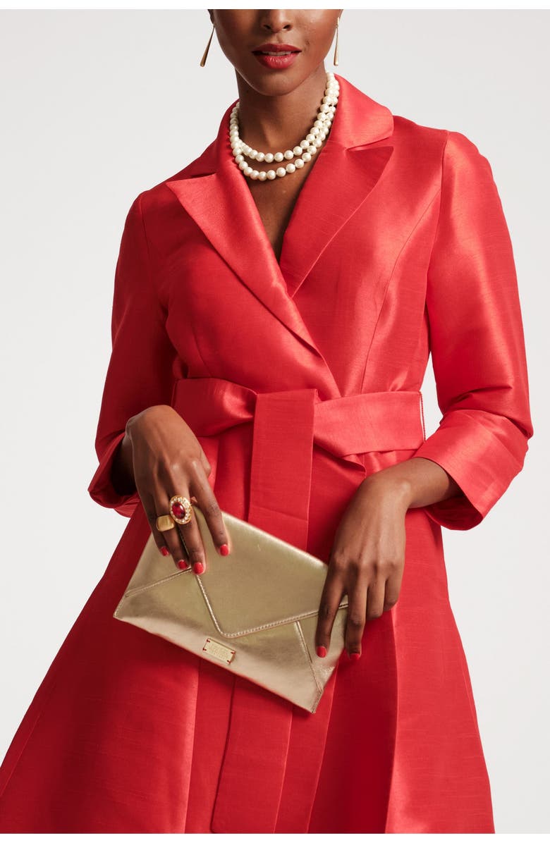 Frances Valentine Lucille Wrap Dress w/Lining Dupioni Dupioni, Alternate, color, 