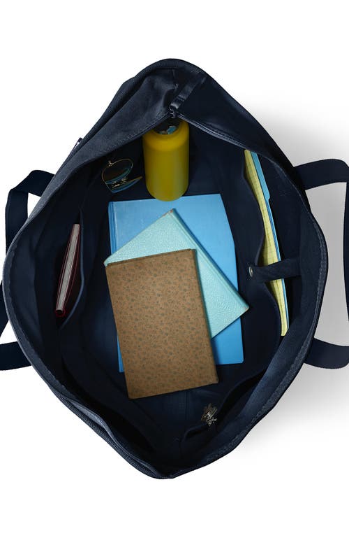 Lands' End Zip Top Canvas Tote Bag In Radiant Navy