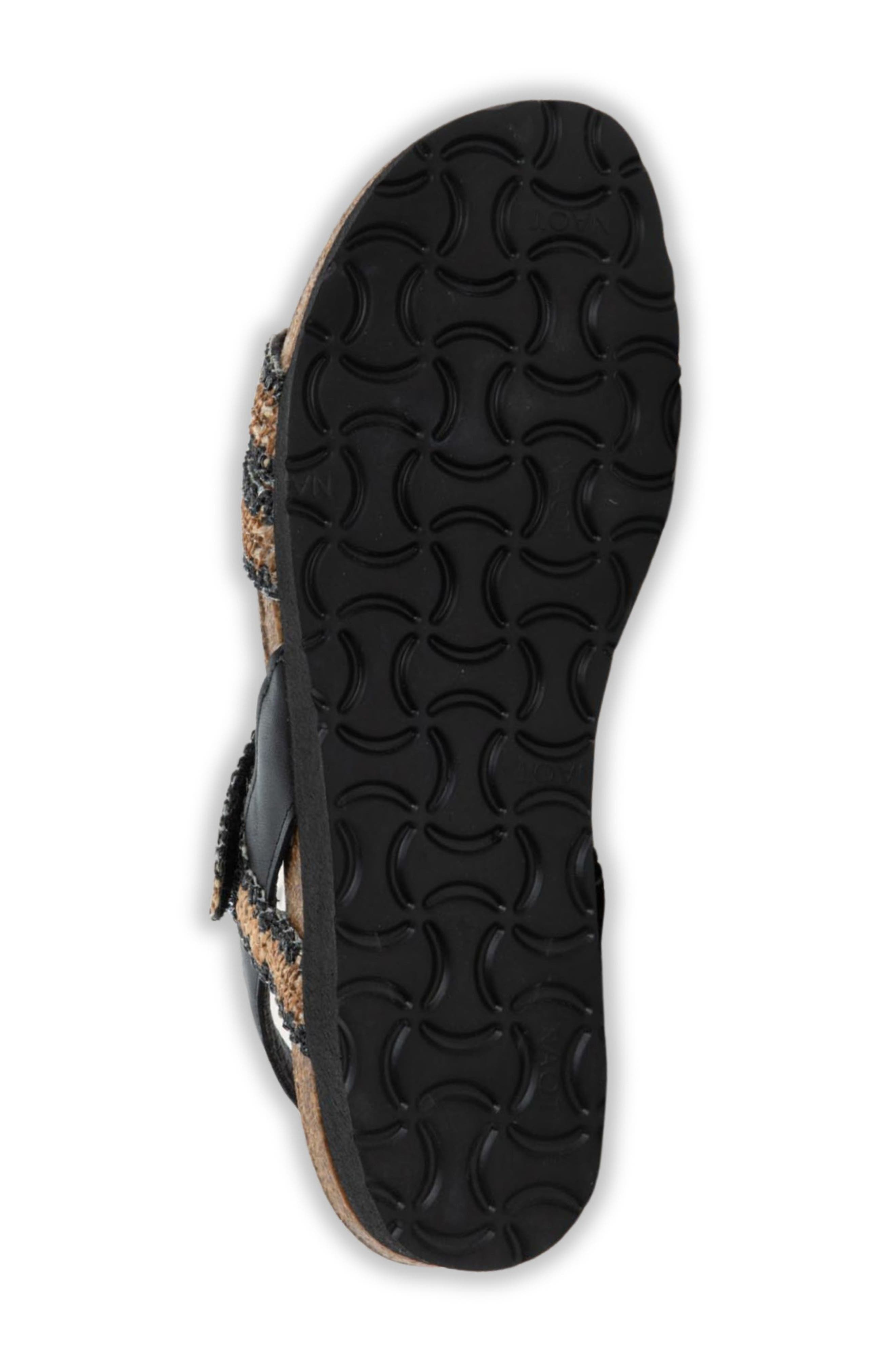 Naot 'Kayla' Sandal, Alternate, color, Jet Black Leather/ Raffia