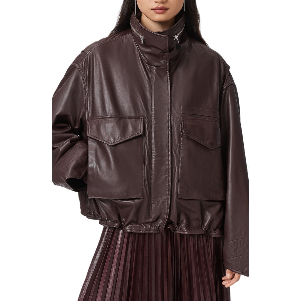 Allsaints Clay Leather Jacket In Brown