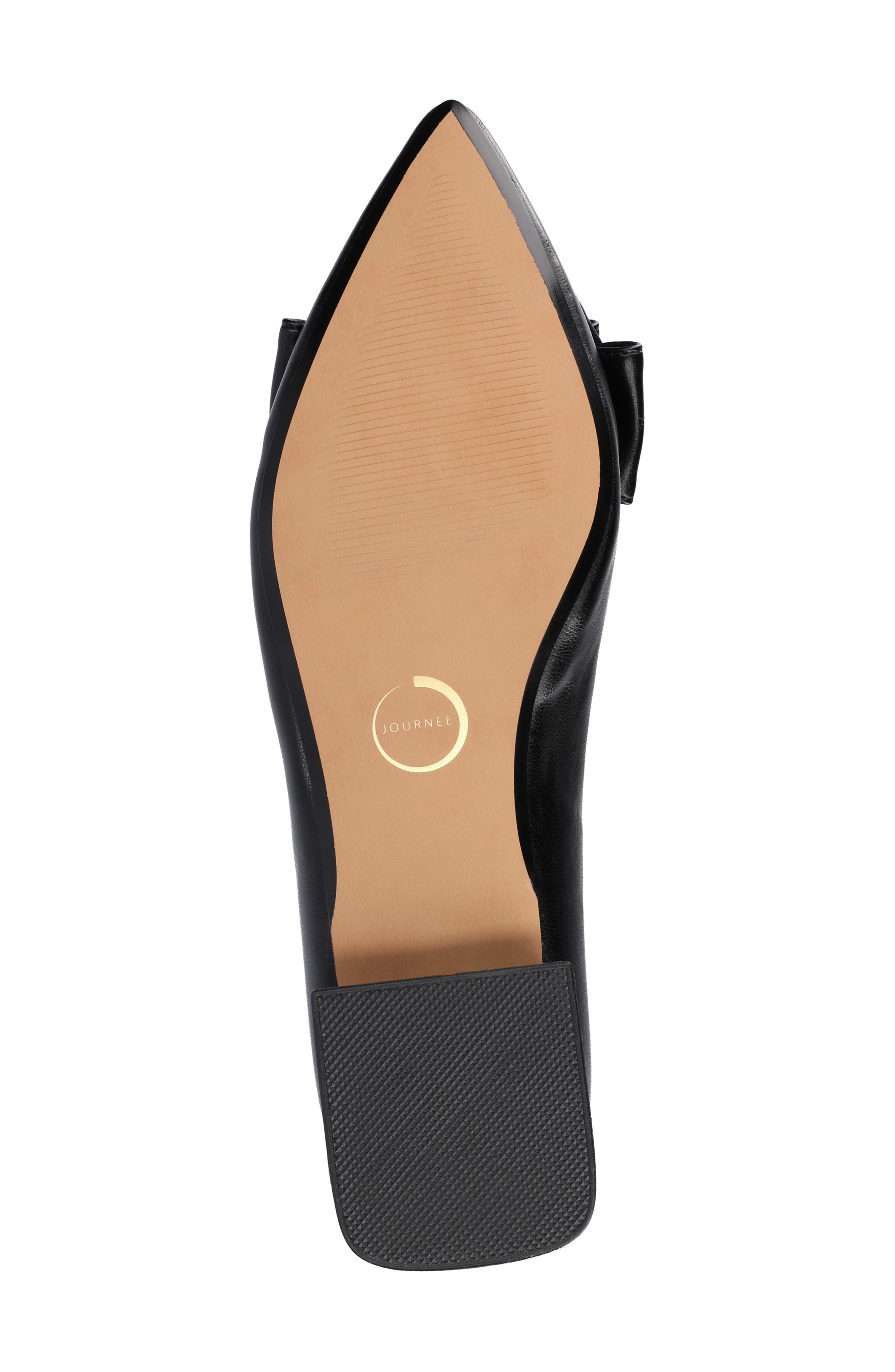 Journee Collection Ophelia Bow Pointed Toe Flat, Alternate, color, Black Pu