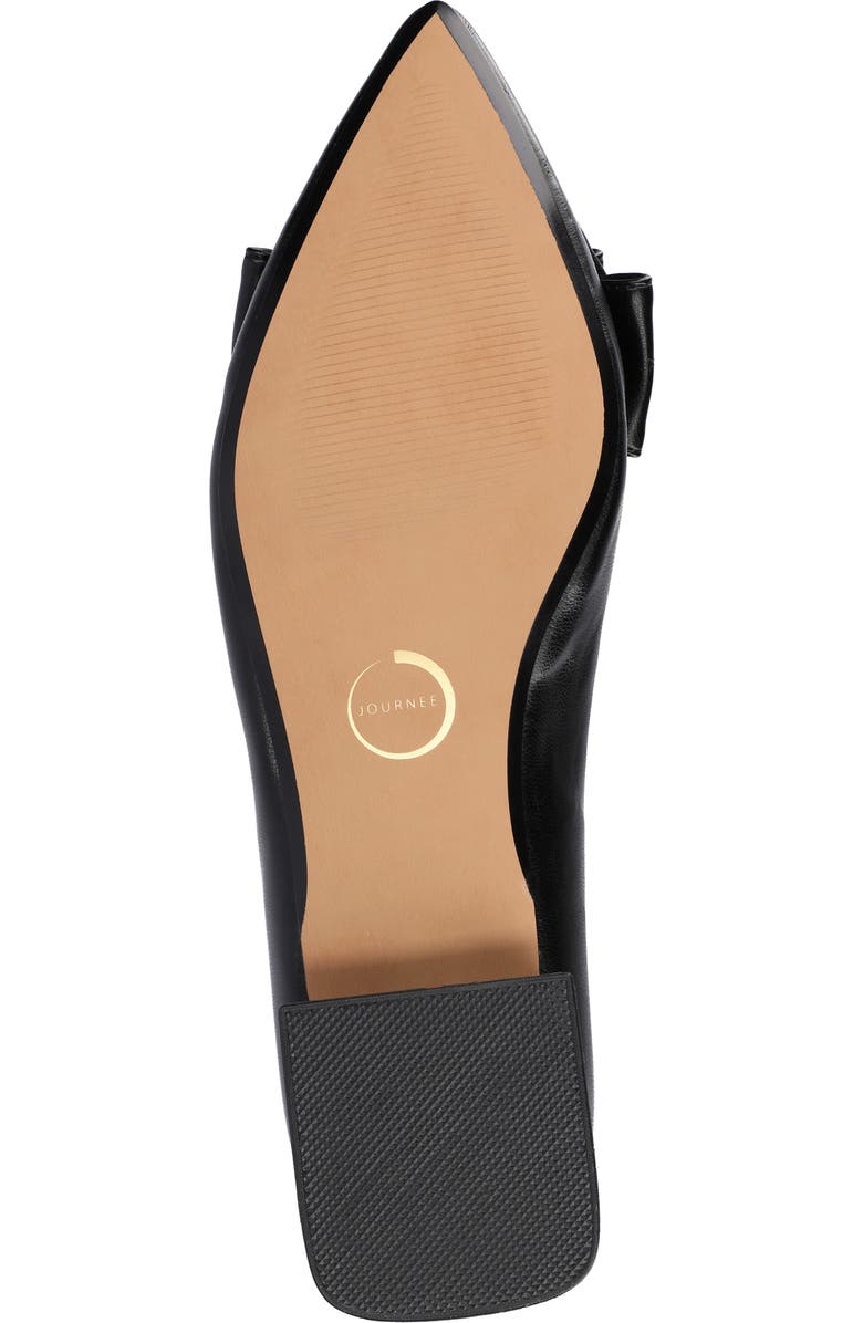 Journee Collection Ophelia Bow Pointed Toe Flat, Alternate, color, Black Pu