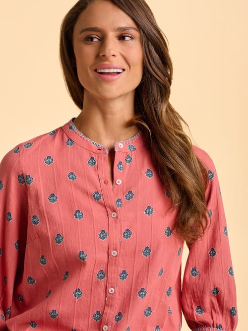 Brakeburn Sara 3/4 Sleeve Round Neck Shirt In Pink