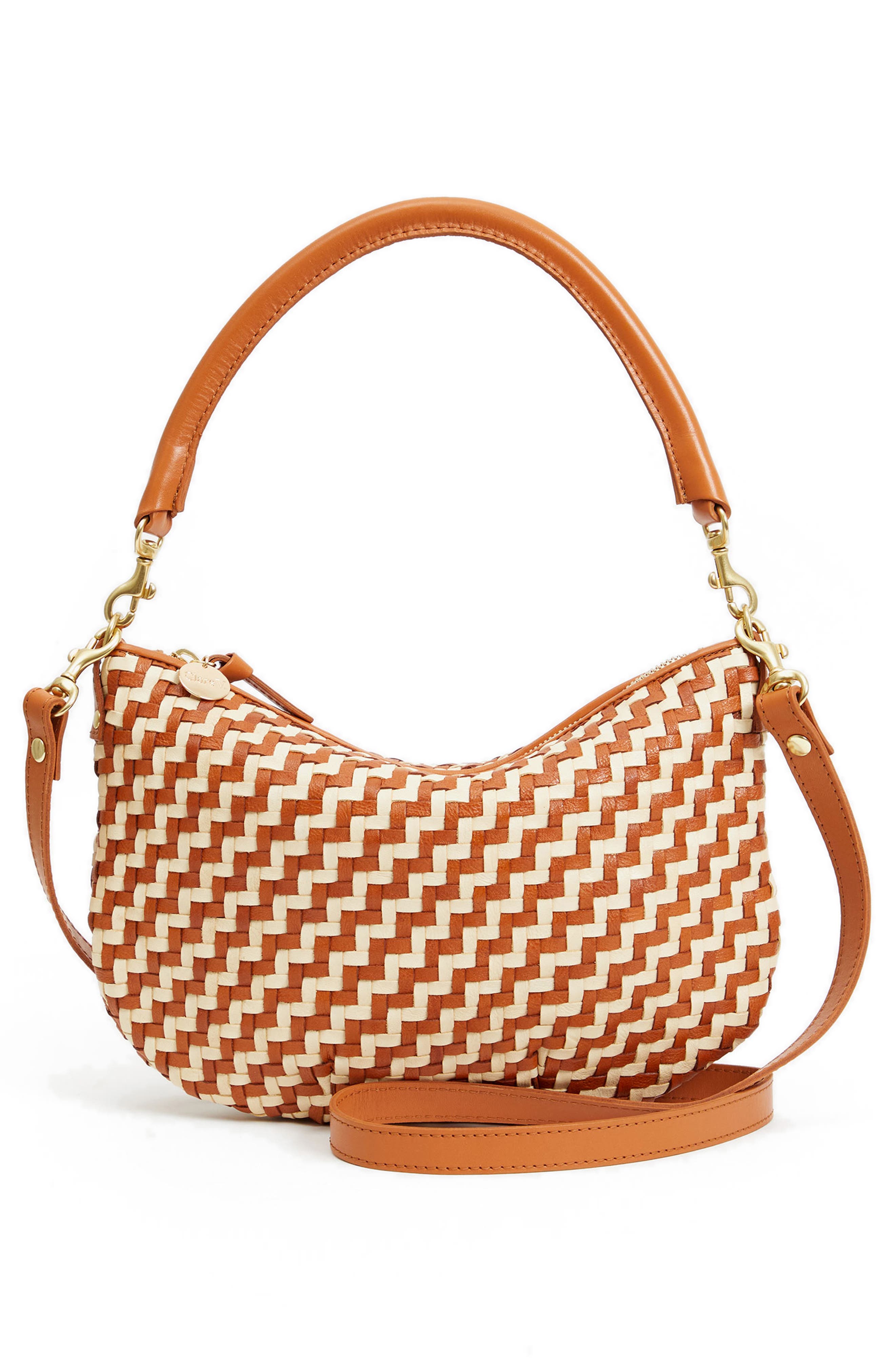 Clare V. Petit Moyen Woven Leather Messenger Bag, Alternate, color, 