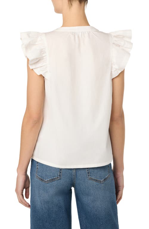 Joe's Split Neck Flutter Sleeve Top In White