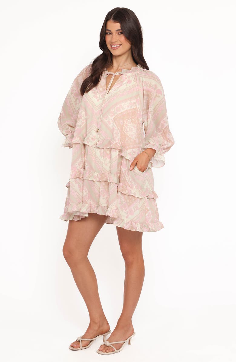 Petal & Pup Hawken Floral Tiered Minidress, Alternate, color, Sage Paisley