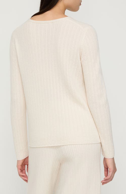 Lafayette 148 New York Mixed Stitch Cashmere Blend Crewneck Sweater In Neutral
