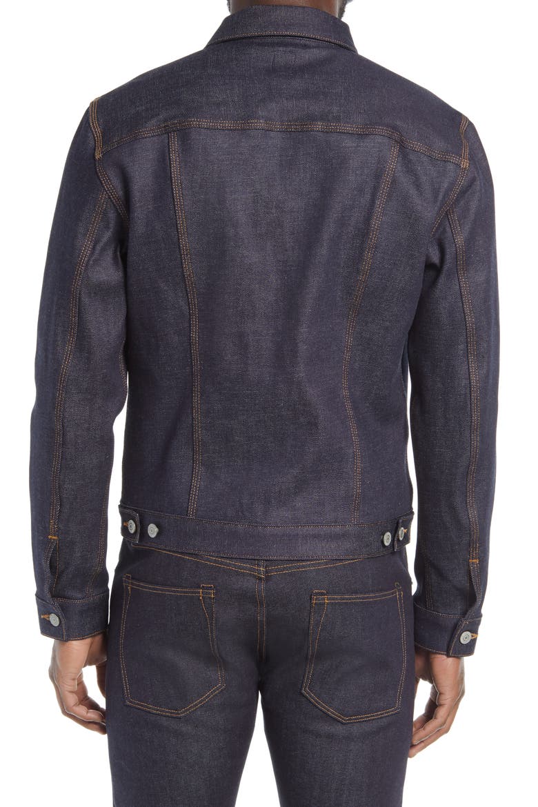 Stretch Button-Up Jacket, Alternate, color, 14OZ INDIGO RAW