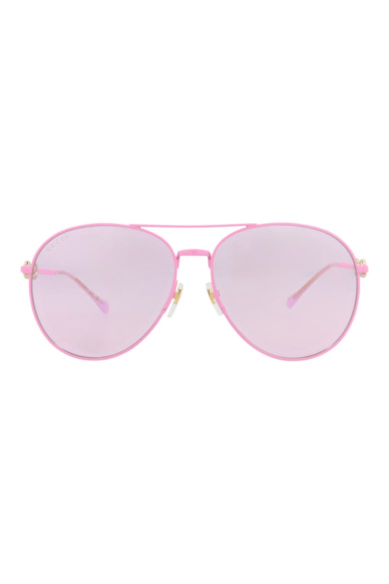 60mm Aviator Sunglasses, Main, color, FUCHSIA FUCHSIA PINK