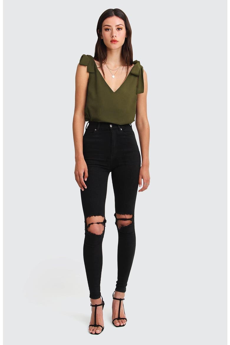 Feel For You V-Neck Top, Alternate, color, Military