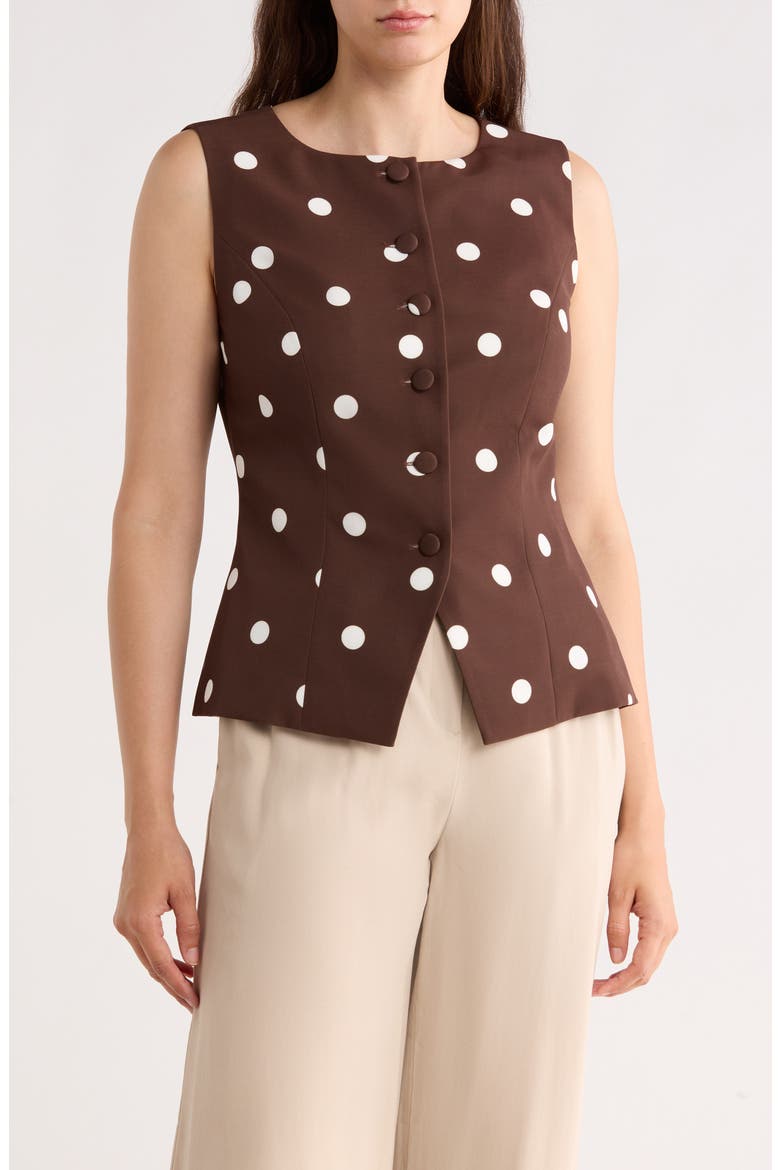 Scoop Neck Vest, Main, color, CHESTNUT/WHITE