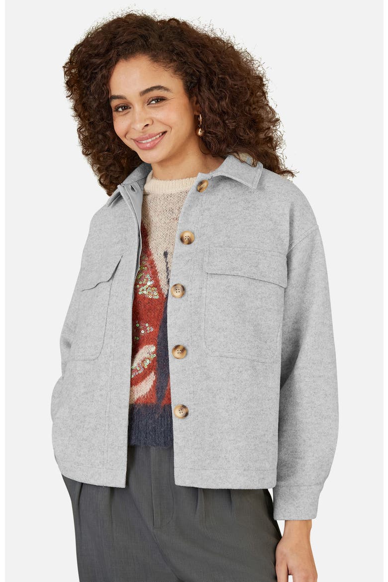Textured Finish, Patch Pockets Shacket, Alternate, color, Grey