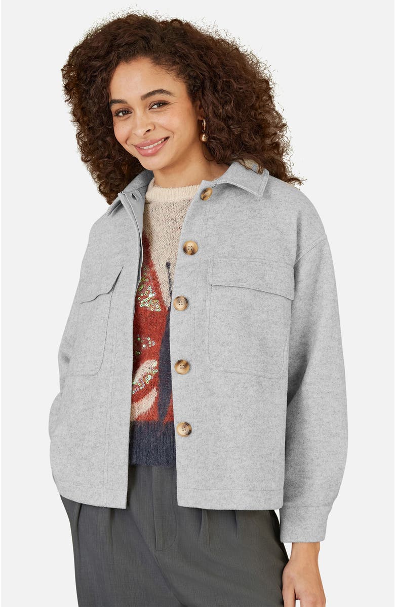 Yumi Textured Finish, Patch Pockets Shacket, Alternate, color, Grey