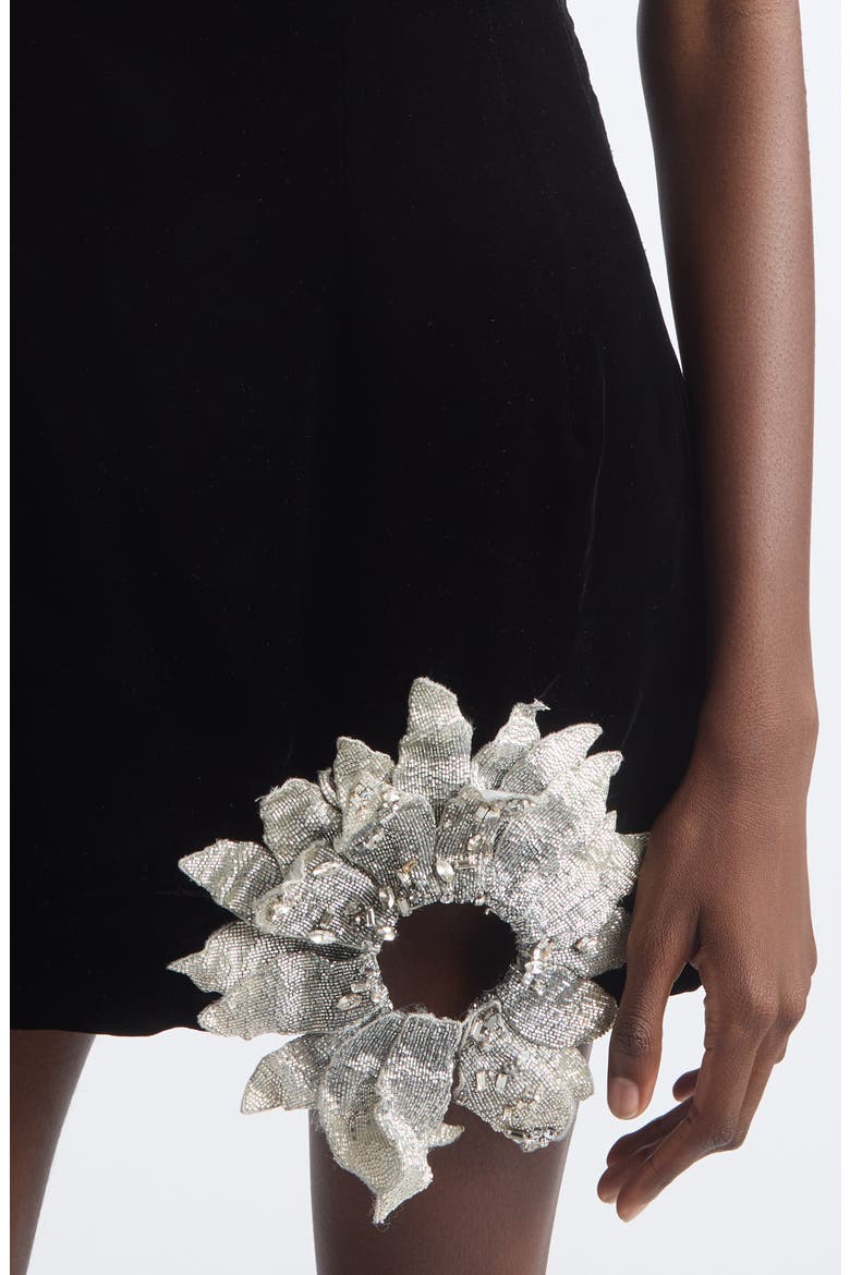 Sunflower Velvet Minidress, Alternate, color, BLACK