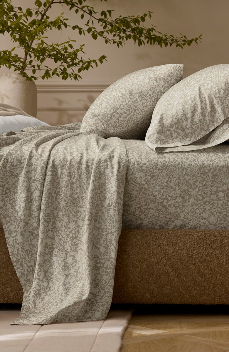 Boll & Branch Signature Garden Print Hemmed Organic Cotton Sheet Set, Alternate, color, Oak