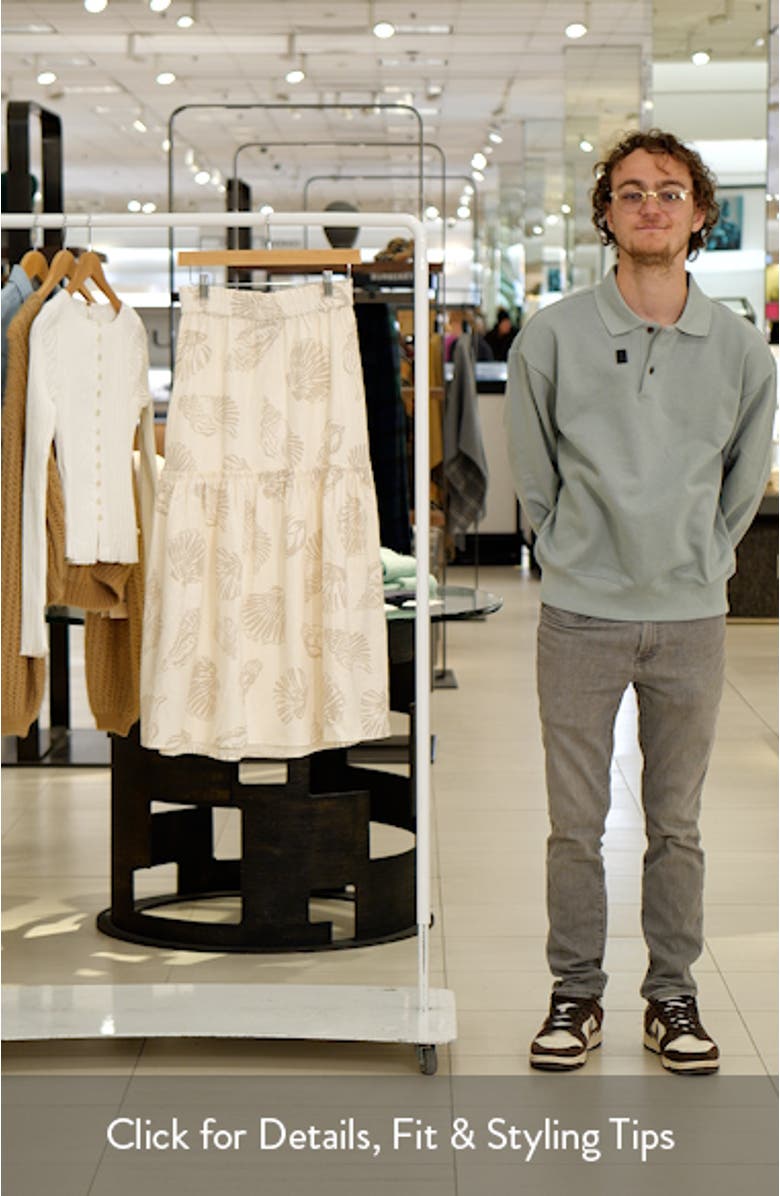 Seashell Print Tiered Linen Blend Skirt, sales video thumbnail