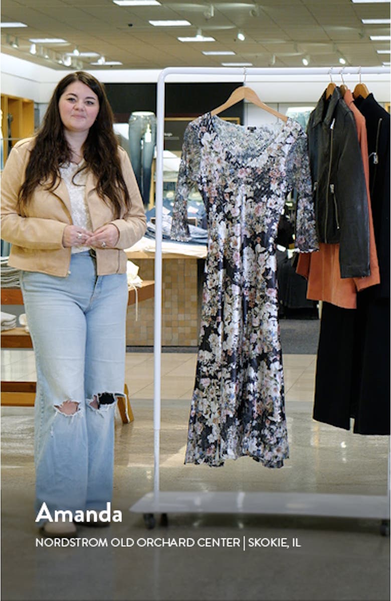 Lace Sleeve Charmeuse Midi Dress, sales video thumbnail