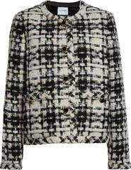 ST. JOHN Metallic Wool Blend Tweed Jacket
