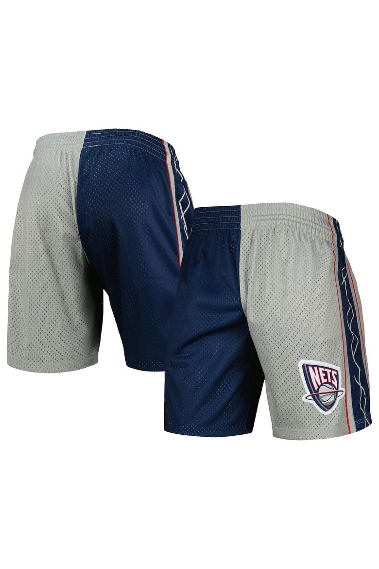 Men's Mitchell & Ness Navy/Silver New Jersey Nets Hardwood Classics 2006 Split Swingman Shorts, Main, color, Navy