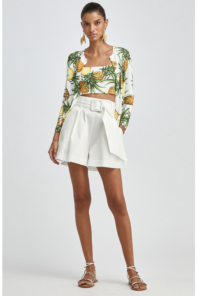 Pineapple Print Cardigan, Alternate, color, IVORY