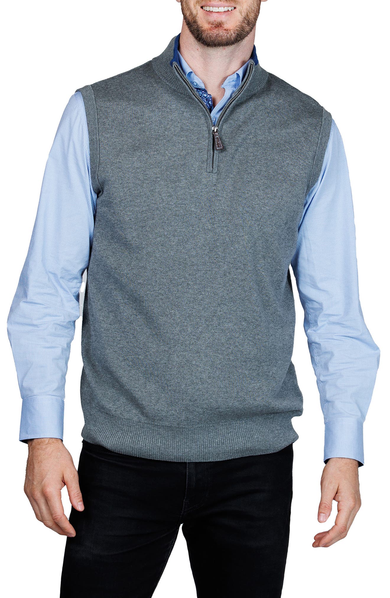 TailorByrd Fine Knit Quarter Zip Sweater Vest