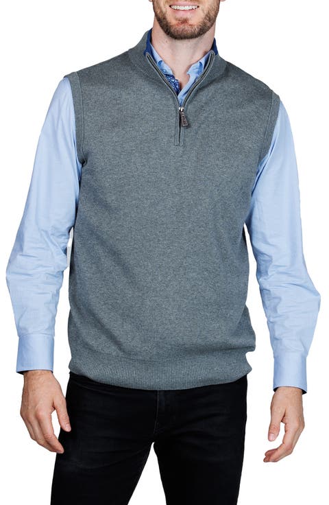 Fine Knit Quarter Zip Sweater Vest