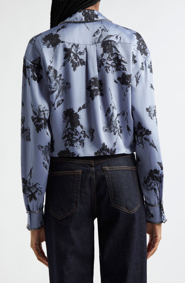 Cinq à Sept Marianna Floral Embellished Tie Front Top, Alternate, color, Rustic Blue Multi