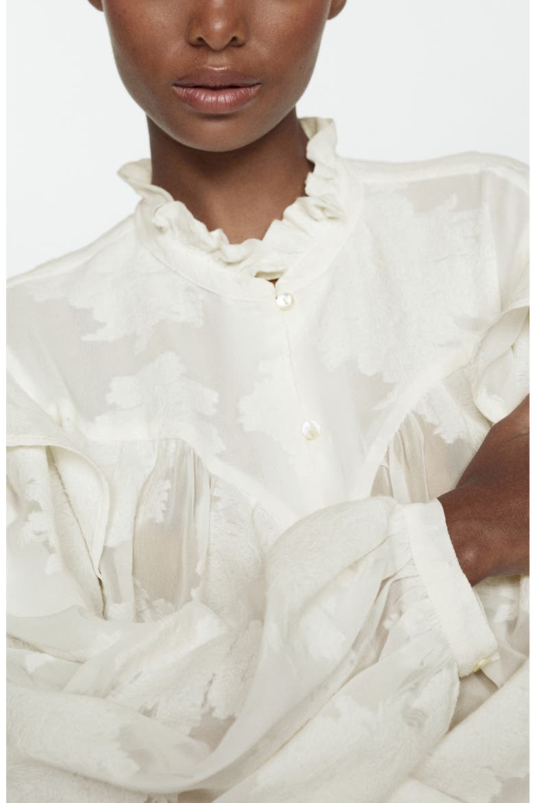 Floral Embroidered Semisheer Button-Up Shirt, Alternate, color, LIGHT BEIGE