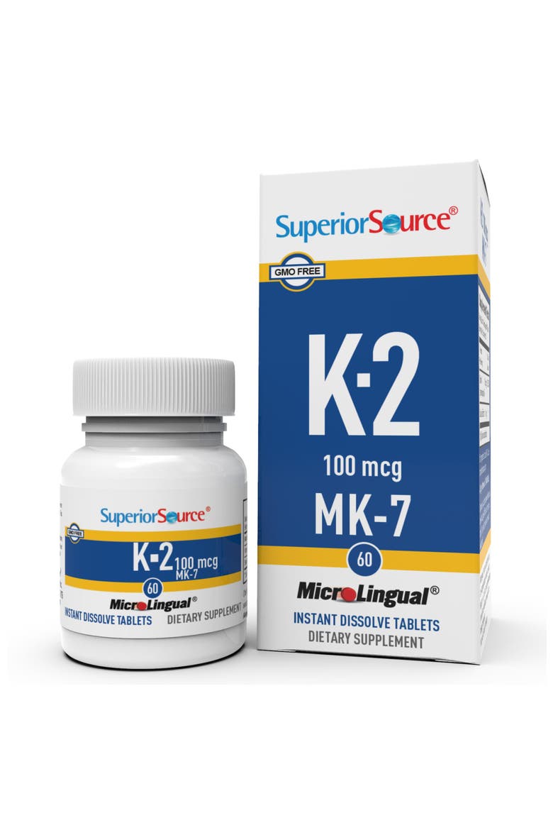 Vitamin K2 MK-7 Menaquinone-7 MicroLingual Tablets, Main, color, White