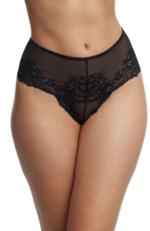 Skarlett Blue Flaunt Lace High Rise Thong In Black