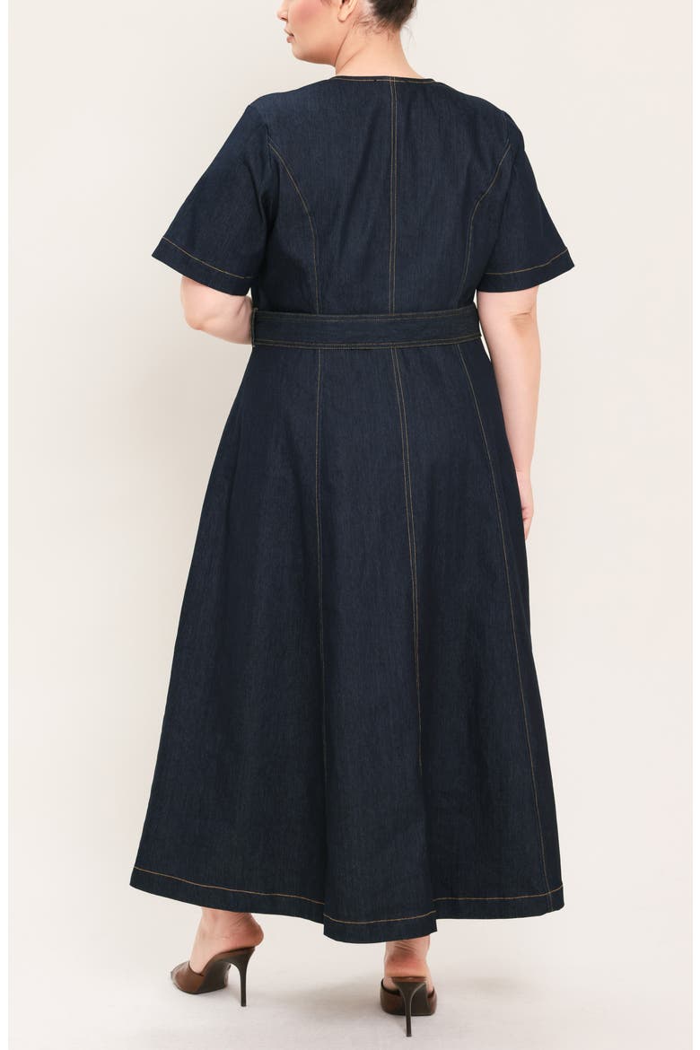 Denim Midi Dress, Alternate, color, DARK DENIM