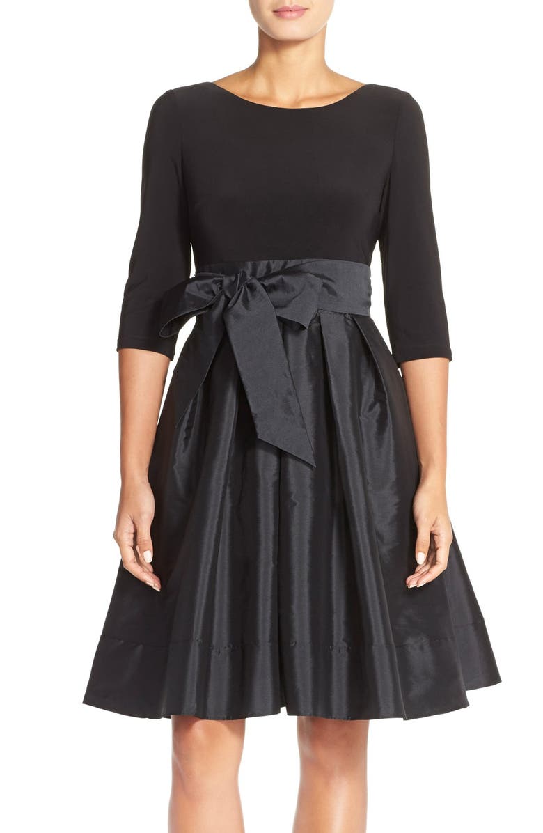 Adrianna Papell Bow Taffeta Fit & Flare Dress, Main, color, 