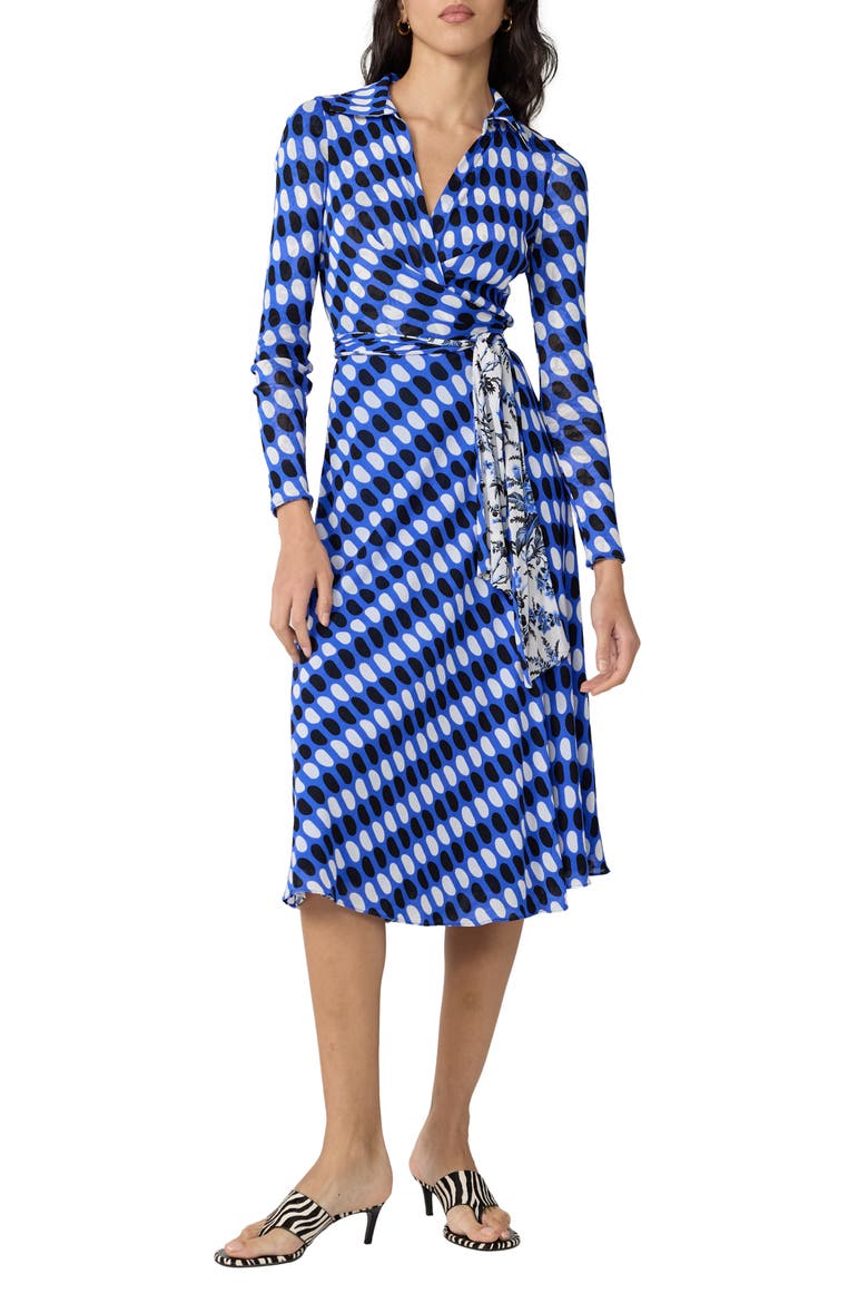 Phoenix Reversible Long Sleeve Midi Shirtdess, Alternate, color, JELLY DOT AQUARIUS
