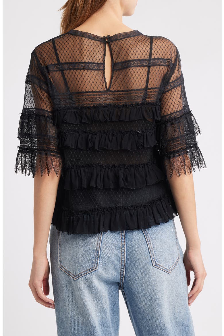 Winter Lace & Mesh Top, Alternate, color, BLACK
