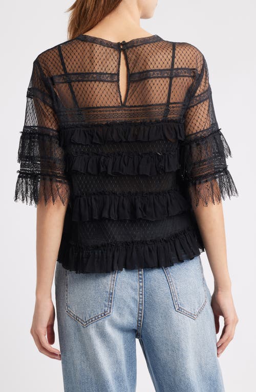 The Great . Winter Lace & Mesh Top In Black