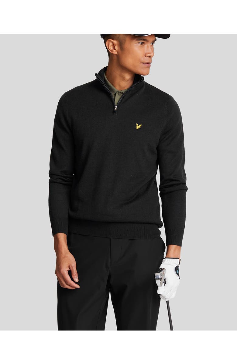 Lyle & Scott Golf Quarter Zip Merino Sweater, Alternate, color, Jet Black