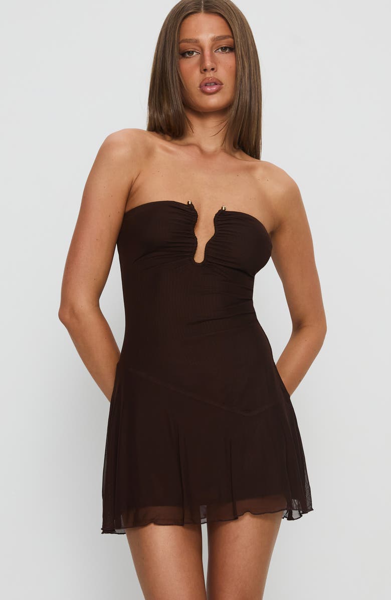 Princess Polly Love to Love Strapless Minidress, Alternate, color, Brown