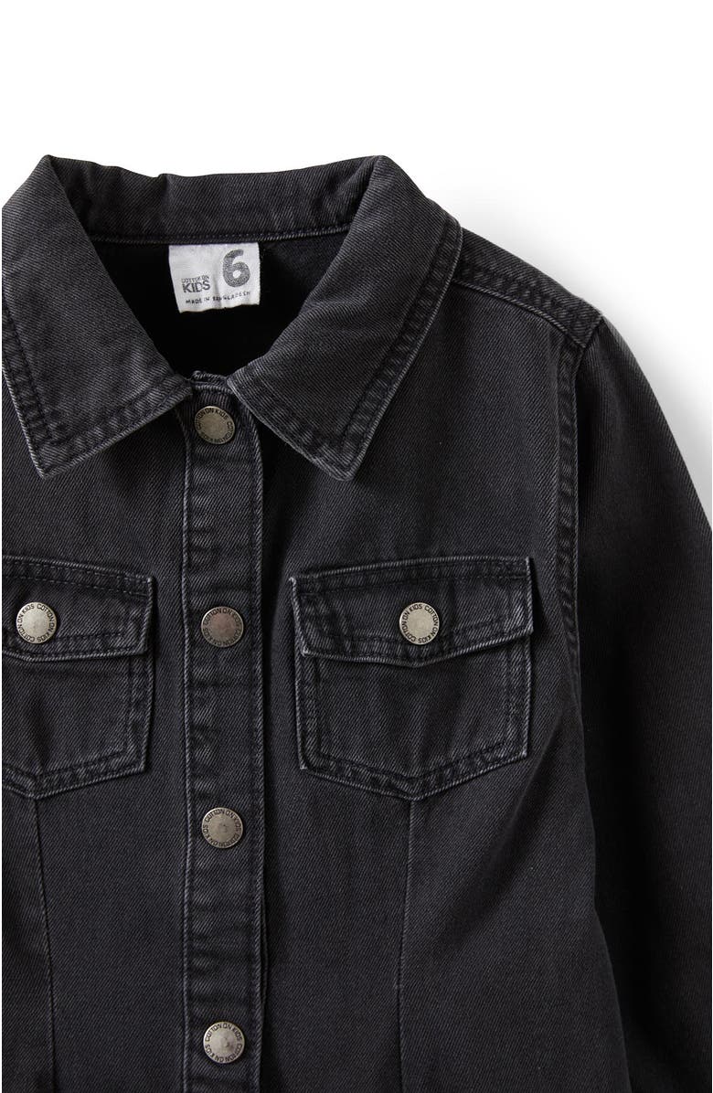 Cotton On Kids Kid's Sasha Long Sleeve Denim Shirt Dress, Alternate, color, Balmoral Black