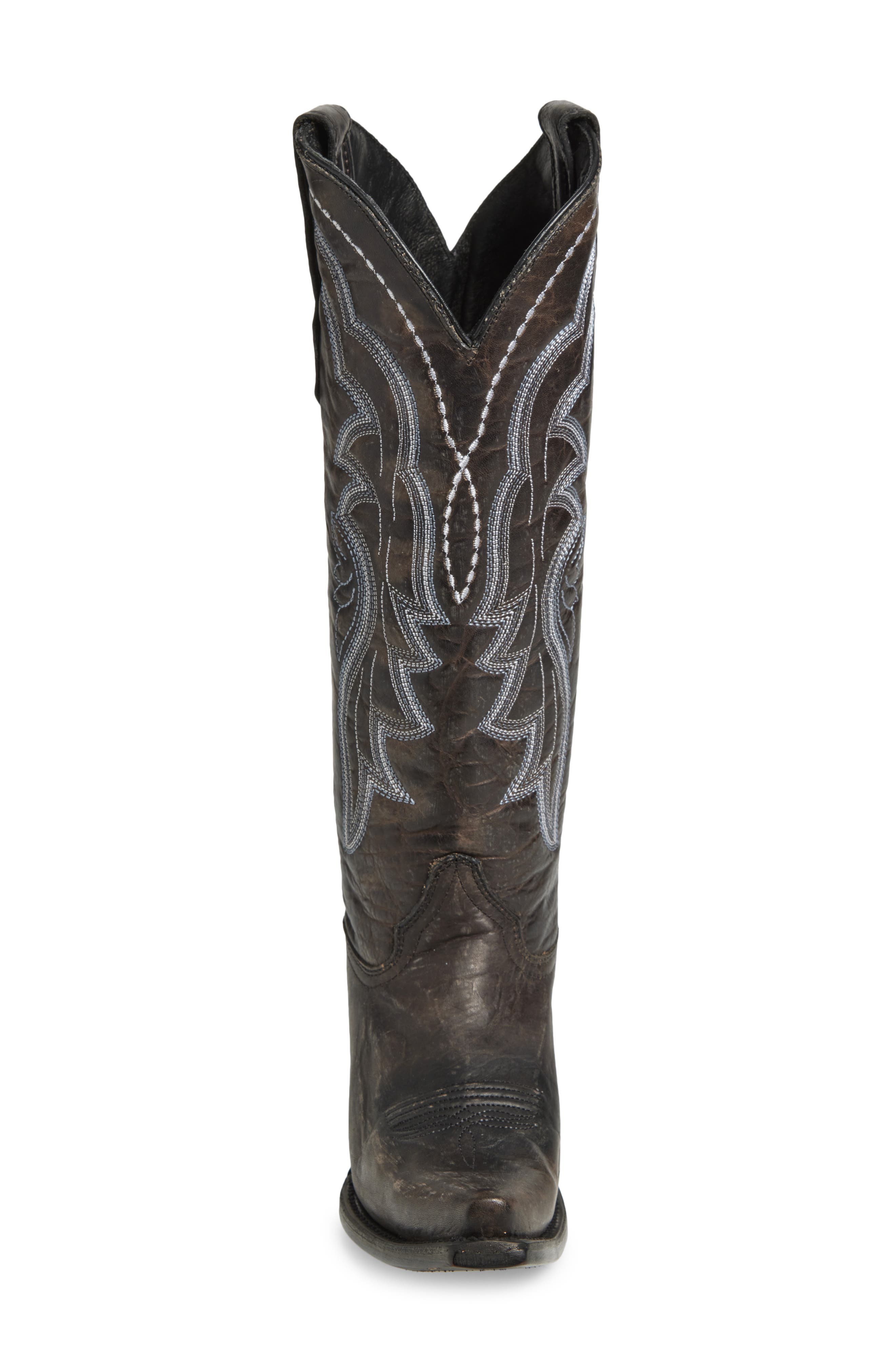 CIRCLE G Contrast Embroidery Tall Western Boot, Alternate, color, Black